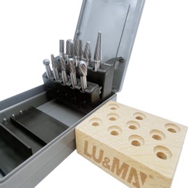 Premium-Grade Die Grinder Bits Tungsten Carbide Burr Set 1/4 Shank 10-PC Double Cut Rotary Cutting Burr Bits for Metalworking, Steel, Wood, Grinding, Carving, Engraving