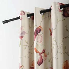 VOGOL Blackout Curtains 63 Length, Purple Floral Print Thermal Insulated Window Treatment Drapes for Nursery Bedroom Kitchen Living Room, Grommet Top, 52 x 63 Inch 2 Panels