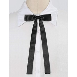 Allegra K School Ribbon, Uniform Ribbon, Ribbon Tie, Solid Color, Bowtie, High School Student Uniform, Black