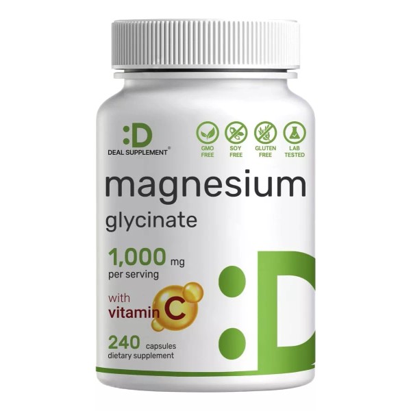 Deal Suplements Glicinato De Magnesio 1000 Mg Con Vitamina C 240 Caps.