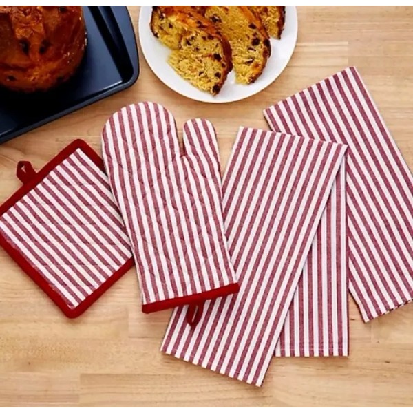 SKL Home Red Peppermint Winter Greetings Linen Dish Towels. 18x28