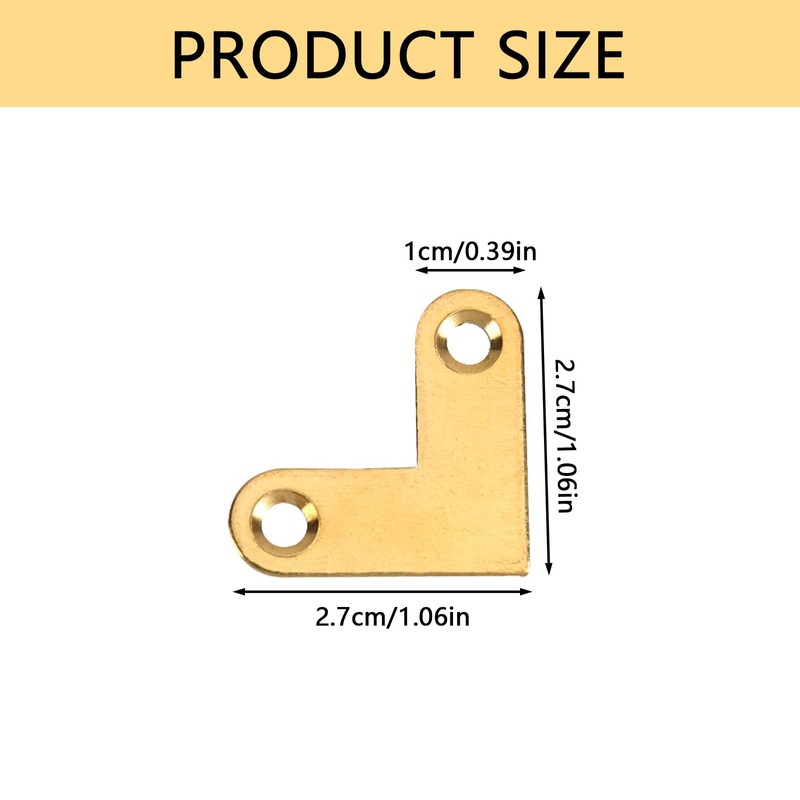 6Pcs Antique Brass Flat Corner Bracket Sturdy Angle Brackets Corner