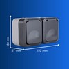 REV - AquaStorm Wet Room Socket 2-Way Surface-Mounted IP55, Double