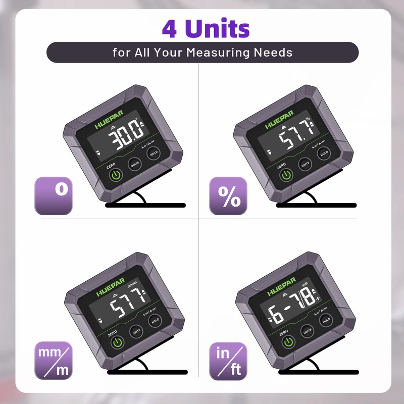 Huepar Professional Digital Protractor, Strong Magnetic, ±0.1° Accuracy, Precision Inclinometer