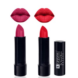 Krayons Cute Pop Matte Lipstick, Waterproof, Longlasting, Angel Pink, Orange Crush, 3.5gm Each (Pack of 2)