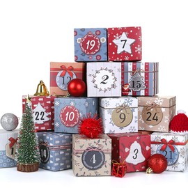 Advent Calendar 2024 Christmas Advent Gift Boxes 24pcs Empty Advent Calendar to Fill Yourself Christmas Countdown Boxes for Christmas Decoration