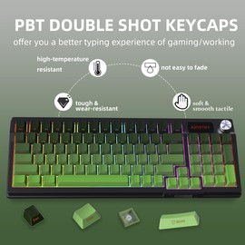 Mciepny 135 Key PBT Keycaps Set Gradient Tea Green Side Engraved Keycaps Translucent Custom Keycaps,OEM Profile,Minimalist Style for Cherry Gateron Kailh MX Switch Keyboard