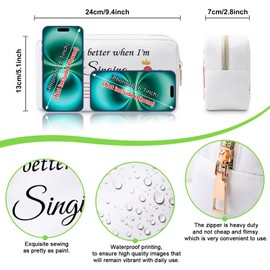 Singing Gifts for Girls Makeup Bag Music Lover Gift Singer Gifts for Women Daughter Sister Friend Singing Lover Gift Music Party Favors Cosmetic Pouch Music Teacher Appreciation Gift Musician Gifts