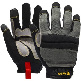 KAYGO Work Gloves For Men, KG125M Mechanic Utility Work Gloves for All Purpose, Excellent Grip, Heavy Duty, Improved Dexterity, Touch Screen, Large