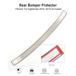 for Toyota Highlander 2015-2019 Rear Bumper Protector Guard Cover Trim Stainless Steel, Trunk Outside Door Sill Protector Cover, Real 304 Stainless Steel Plate Guard for Highlander 2018- Silver