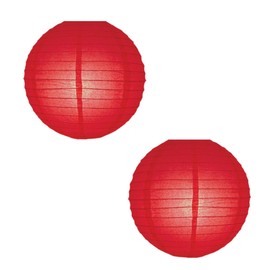 Pack of 2 Coloured Wire Paper Lantern Shade Pendants (12inch 30cm Dia) (Navy Blue) (Red)