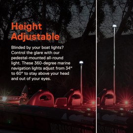 TRUE MODS 34"- 60" 12-24V Adjustable White LED Marine Navigation Anchor All-Round Boat Light [USCG ABYC A-16 3NM] [Telescoping Pole Base] [Waterproof] 3 Nautical Mile Back Rear Stern Tower Light