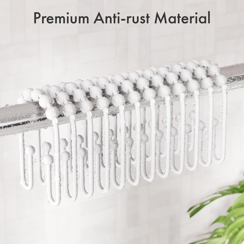 AmazerBath Shower Curtain Hooks White Metal Shower Curtain Rings Rust