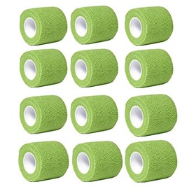 Aguaton Self-Adherent Stretch Cohesive Athletic Tape Wrap Bandage 2 inches by 6 yards (Pack of 12) (Lime)