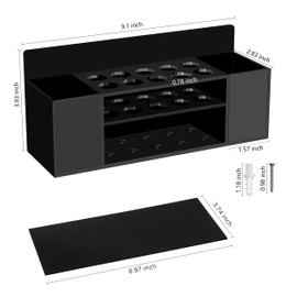 HBlife Acrylic Magnetic Dry Erase Marker Holder for Whiteboard, Wall Mount 10 Slots Magnet Pen Pencil Holder for Fridge Refrigerator, Locker Organizer Accessories for School Classroom Office, Black