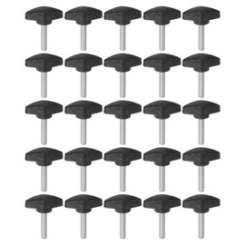 sourcing map 25pcs Tee Wing Knobs Thumb Screws M6 x 30mm Standard Male Thread Plastic T Knobs Handles Hand Clamping Knobs Grip Thumbscrew, Black