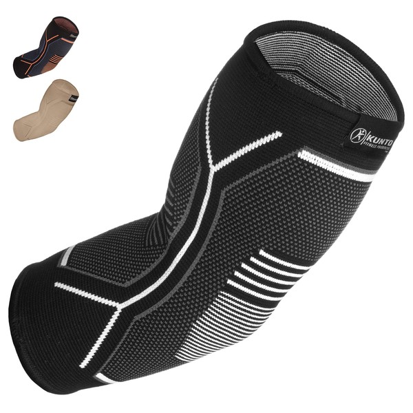 KUNTO FITNESS PRODUCTS Elbow Brace Compression Support Sleeve (Shipped From USA) for Tendonitis, Tennis Elbow, Golf Elbow Treatment - Reduce Joint Pain During Any Activity!