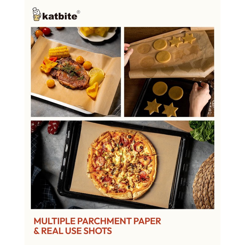 Katbite Unbleached Parchment Paper Baking Sheets, 120Pcs 12x16 Inch Precut