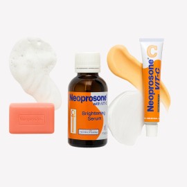 Neoprosone Pack Vitamina C Limpiador Serum Crema Rutina Skincare completa Iluminadora de Noche Quita Manchas Profundas Antiedad Blaqueamiento tono uniforme Aclarante