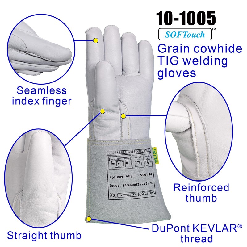 [Weldas] SOFTouch™ Top Grain Cowhide Precision Welding Gloves for TIG,