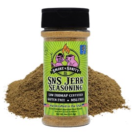 Smoke n Sanity SnS Jerk Seasoning - Certified Low FODMAP Seasoning - Gluten Free - Certified Kosher - Dairy Free for Low FODMAP Foods (4.0 oz Shaker)