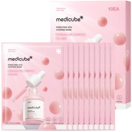 medicube Mascarilla facial rosa con recubrimiento de vitaminas y ADN de salmón PDRN (10 unidades)