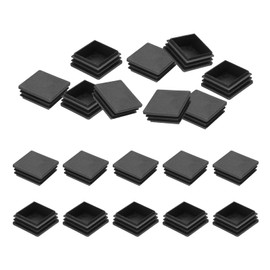 PATIKIL 1-3/4"x1-3/4 Plastic Tubing End Caps, 20Pcs Square Hole Plug Insert for Square Iron Pipe Chair Leg Table Bookshelves Patio Furniture, Black