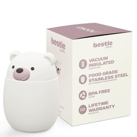 Bestie Foodie Kids Insulated Food Jar – Cute Character Lunch Container for Children, BPA-Free Stainless Steel, Leakproof & Vacuum Sealed, Keeps Food Hot or Cold, Easy to Clean, 16oz