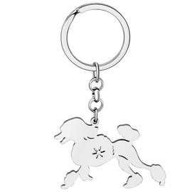WEVENI Poodle Keychain Enamel Alloy Elegant Gift for Women Girls Bag Car Purse, Silver plated stainless steel