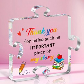 Thank You Teachers Day Gifts: Linkax Teacher Birthday Gifts, Thank You Gifts for Women Men Mum Nanny Friend, Graduation Retirement Appreciation Gift Presents, Puzzle Shaped Acrylic Plaques Decoration