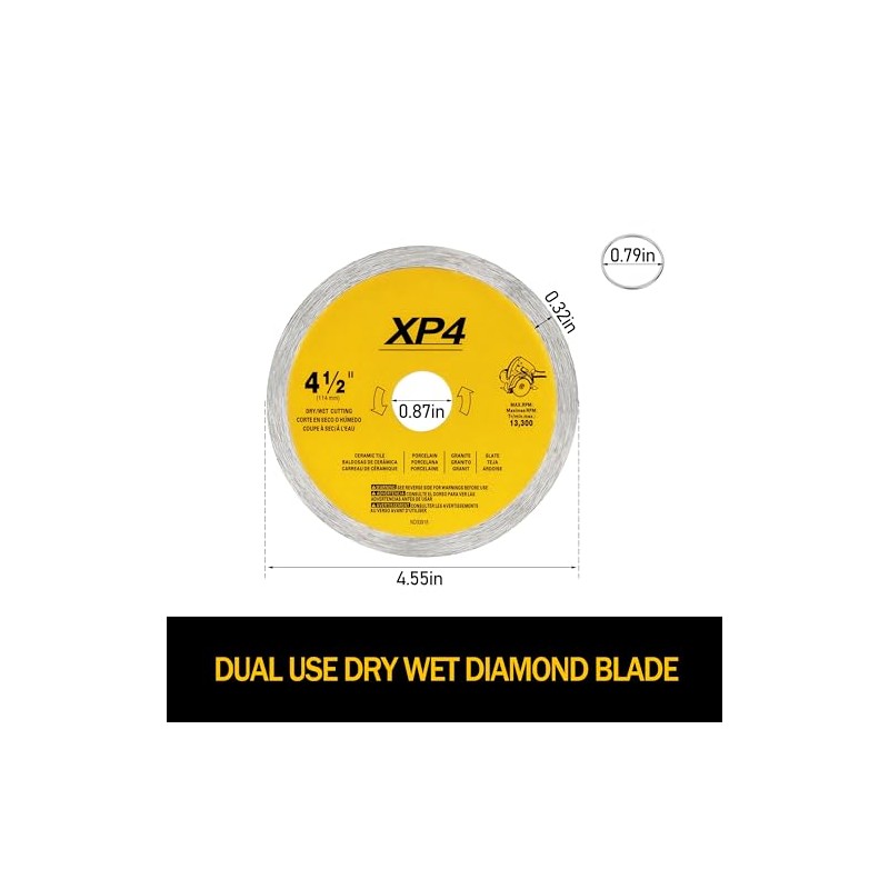 DW4765 4-1/2-Inch Diamond Blade for DEWALT Angle Grinder, fits Extra