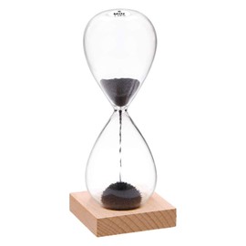 SuLiao Magnetic Hourglass 5 Minute Sand Timer: Large Sand Clock Five Minute with Black Magnet Iron Powder & Wooden Base, Sand Watch 5 Min, Hour Glass Sandglass for Office Desk Home Decorative