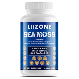 Ashwagandha, Sea Moss Complex, 60 Capsules with Turmeric, Black Seed Oil, Bladderwrack, Burdock Root, Vitamin C, Vitamin D3