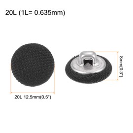 HARFINGTON 10 botones cubiertos de tela de 20 l con botones redondos de 12,5 mm para costura de metal para trajes de blusas, color negro