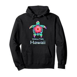Hawaiianische bunte Meeresschildkröte Wailua Falls Hawaii Pullover Hoodie