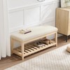 Zesthouse Wooden Storage Shoe Bench, Upholstered Shoe Rack for Entryway