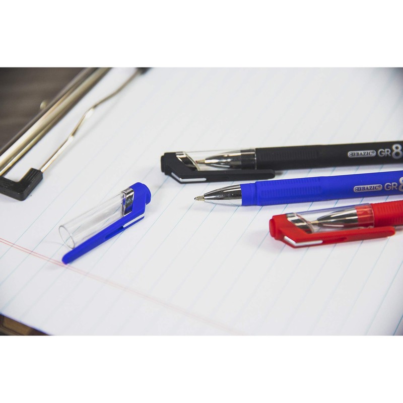 BAZIC GR8 Black Oil-Gel Ink Pen w/Rubberized Barrel (3/Pack)