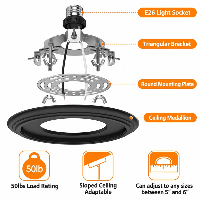 Recessed Light to Pendant Converter Kit, 2 Pack Adjustable Can