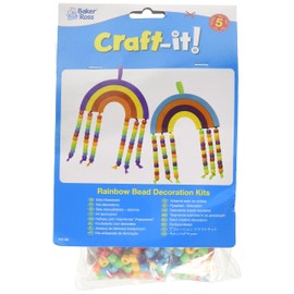 Baker Ross FE186 Rainbow Bead Decoration Kits - Pack of 5, Creative Art And Craft Actvities For Kids To Make And Decorate