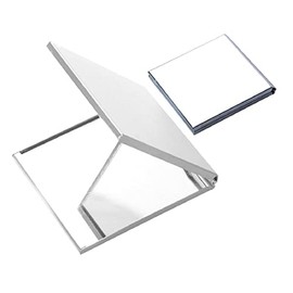 PresenceHHH Aluminium Square Foldable Double Sided Compact Mirror for Purses - Pocket Size Travel Portable Makeup Mirror for Men, Women, and Girls on All Occasions - (6x6cm, Silver)