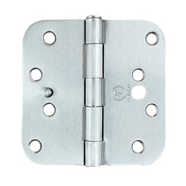 Security Door Hinges - Satin Nickel - 4 Inch with 5/8 Radius - Security Tab - 2 Pack