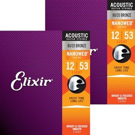 Elixir Acoustic Guitar Strings, Nanoweb, 80/20 Bronze, 2sets