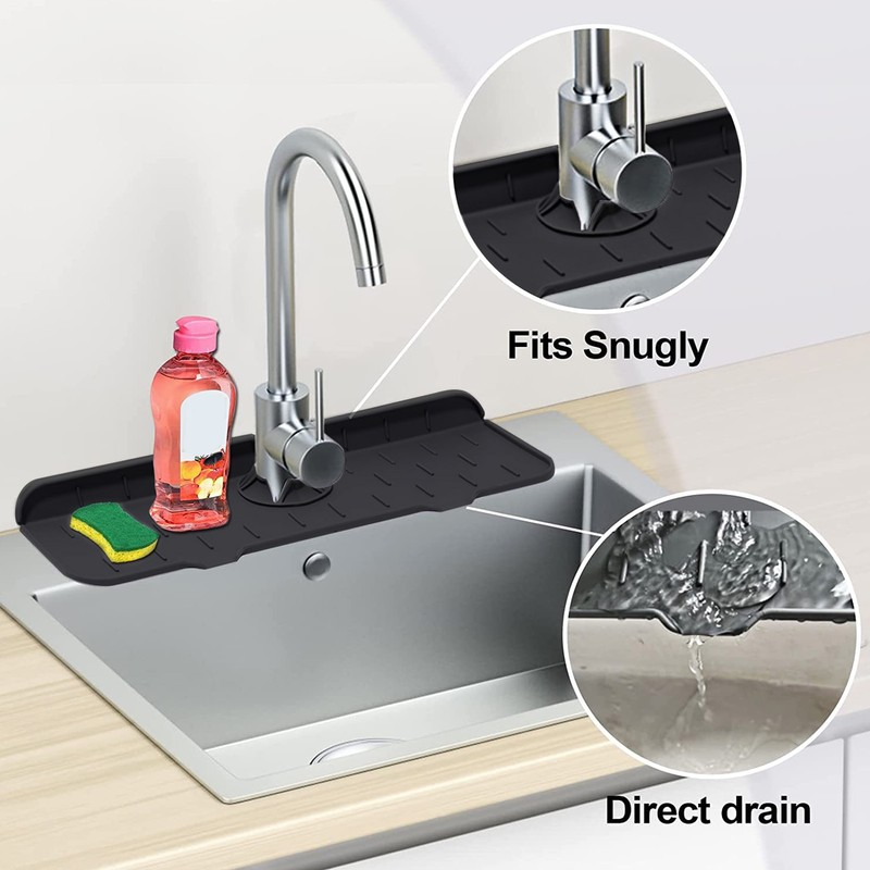Sink Faucet Mat Silicone Drainage Design Easy Cleaning Faucet Water