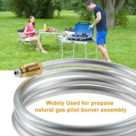 ETERMETA 1/4" Aluminum Tubing, 39 inch Pilot Burner Tube Pipe Assembly with Compression Olive Fittings M10x1 Female and Male Nuts, for Gas Water Heater Appliances