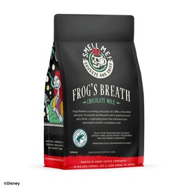 Bones Coffee Company Frog's Breath Whole Coffee Beans Chocolate Mole Flavor, Low Acid Flavored Coffee, Made with Arabica Coffee Beans, Medium Roast Gourmet Coffee, Coffee Lover Gift Ideas (12 oz)