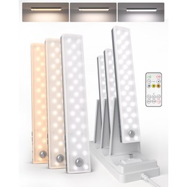 EZVALO EZVALO 62LED Under Cabinet Lighting with Charging Station 6 Pack, 2000mAh Rechargeable Battery Operated Motion Sensor Light, 3 Color Temps, Dimmable Wireless Closet Lights w/Remote for Kitchen, Pantry