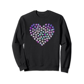 Cute Colorful Animals Paw Prints in Heart Love Shape Sweatshirt