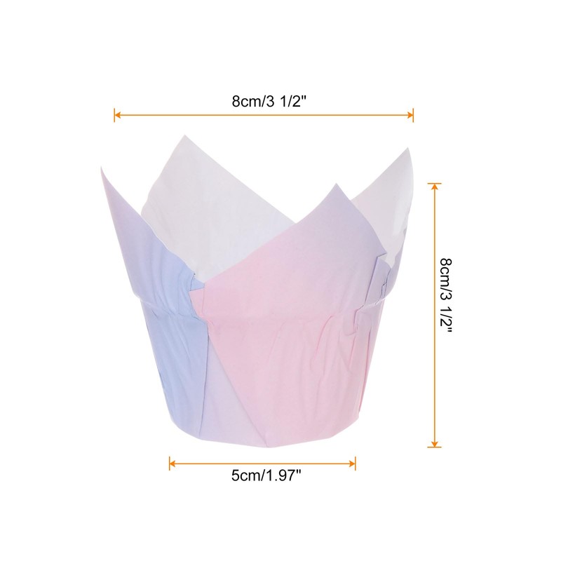 HARFINGTON 50Pcs Tulip Cupcake Liners Standard Paper Baking Cups Greaseproof