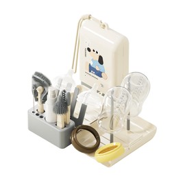 Bottle Brush Cleaner Set - 7 in 1 Baby Travel Essential Bottle Cleaner Kit with Silicone Bottle Brush, Nipple Brush, Straw Brush, Soap Dispenser, Drying Rack, Cup Lid Cleaning Brush, Storage Box