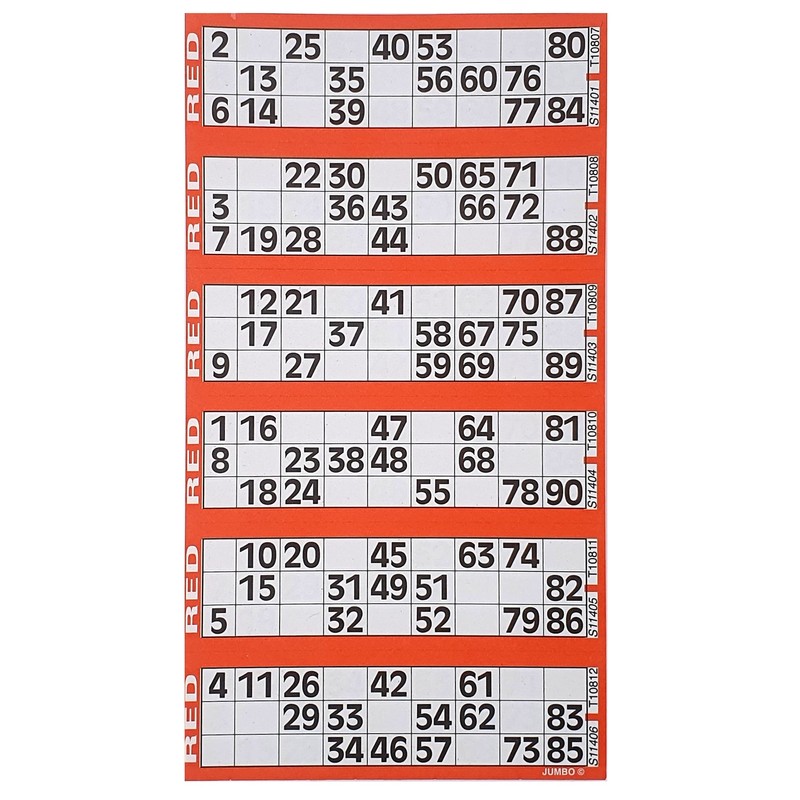 Bingosupermarket Bingo Tickets 600 Pad 6 To a Sheet 1-90
